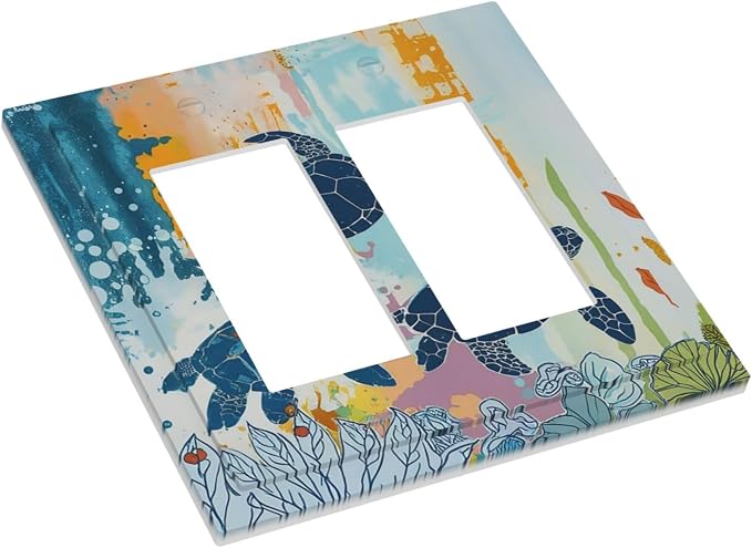 Decorative Outlet Covers Colorful Ocean Sea Turtle Marine Life 2 Gang Double - Image 3