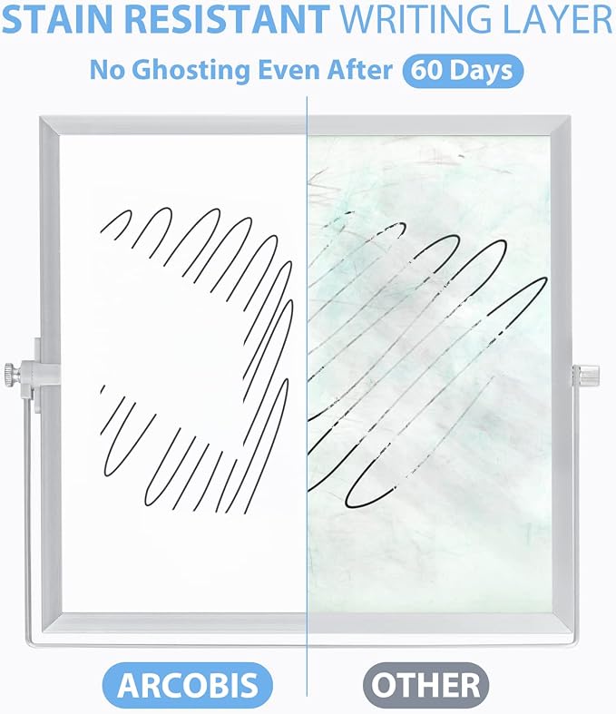 ARCOBIS Small WhiteBoard with Stand 10" X 10", Magnetic Double-Sided Dry Erase - Field & Grace