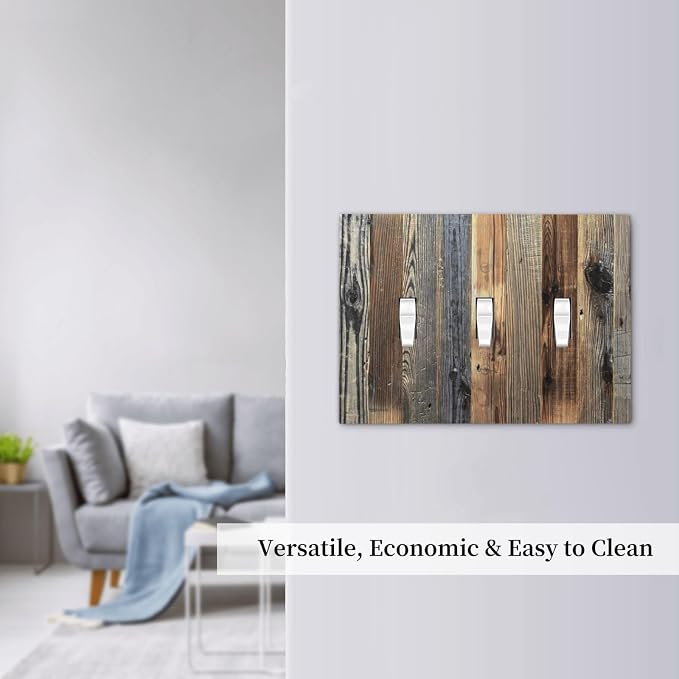 Barn Brown Wood Rustic Weathered Wood Print Decorative Switch Plates 3 Gang - Image 7