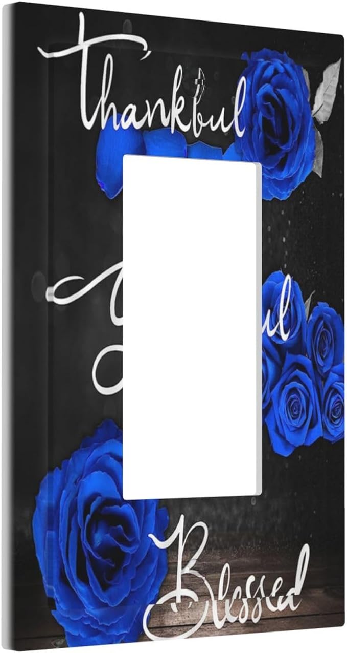 Outlet Covers Blue Rose Thankful Grateful Blessed 1 Gang Wall Plate Single - Image 2