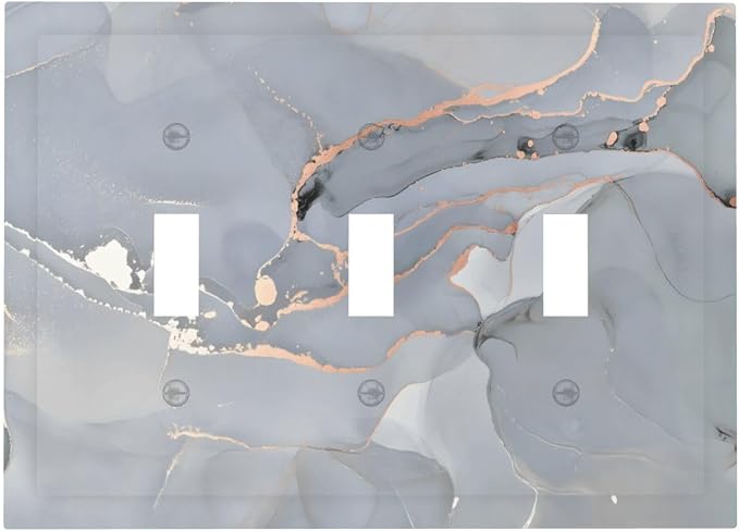 Gray And Gold Marble Abstract Luxury Print Decorative Switch Plates 3 Gang Wall by Unknown