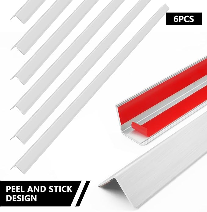 6pcs 57"L*0.98"W Aluminum Self-Adhesive Wall Corner Protectors, Wall Furniture - Image 6