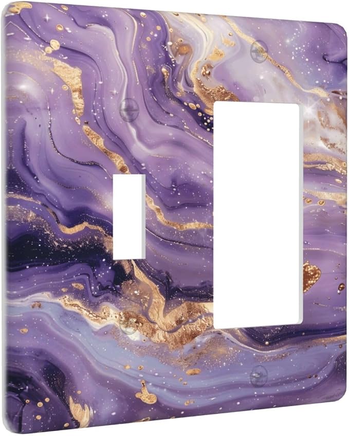 Luxury Marble Texture Purple And Gold Abstract Print Outlet Covers 1 Toggle 1 - Image 2