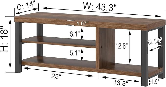 FOLUBAN Shoe Bench, Modern Wood and Metal Storage Bench - Image 2