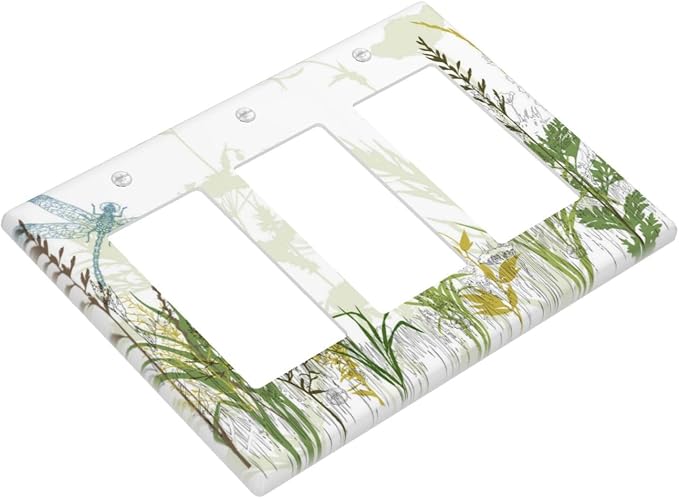 Wild Flower Dragonfly 3 Gang Rocker Light Switch Cover Plates Decorative - Image 3