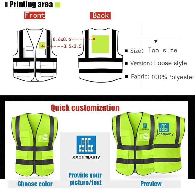 YOWESHOP High Visibility Safety Vest Custom Your Logo Protective Workwear 5 - Image 3