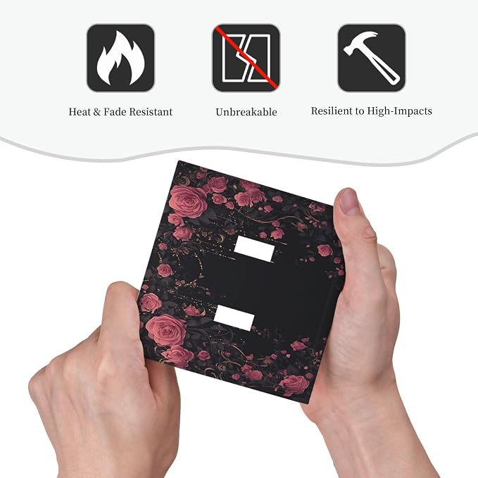 Decorative Switch Plates Dark Background Red Rose Leaf 2 Gang Double Toggle - Image 6