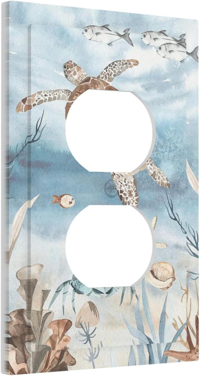 Outlet Covers Sea Turtle Coral Reef Nauticaltheme 1 Gang Duplex Wall Plate - Image 2