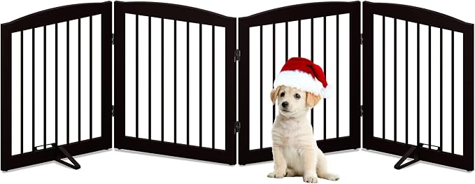 Freestanding Pet Gate for Dogs, Foldable Wooden Dog Gate for House, Indoor Dog - Image 8