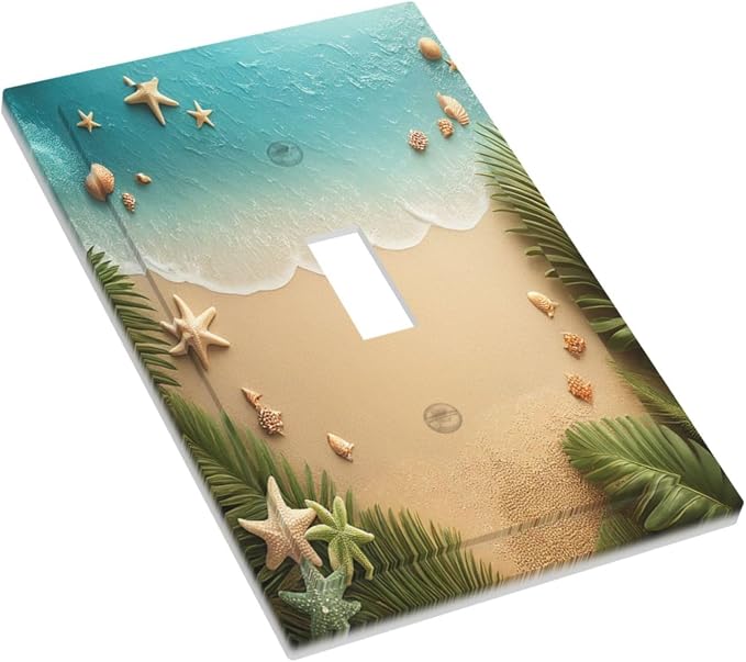 Decorative Light Switch Cover Summer Beach Themed Starfish Seashells 1 Gang - Image 3
