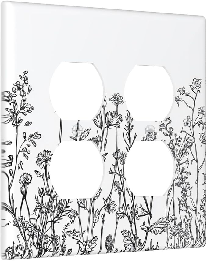 Outlet Covers Floral Wildflower Rustic Plant Leaves 2 Gang Double Duplex - Image 2