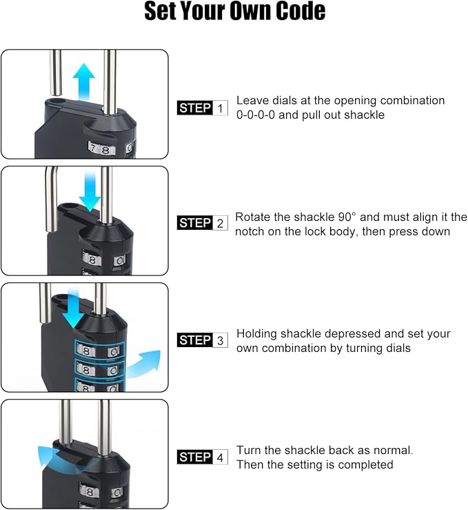 2PCS Combination Lock Waterproof 4 Digit Padlocks - Image 3