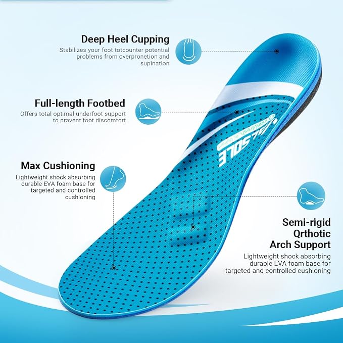VALSOLE Plantar Fasciitis Insoles, 210+ lbsHeavy Duty Support Pain Relief - Image 2