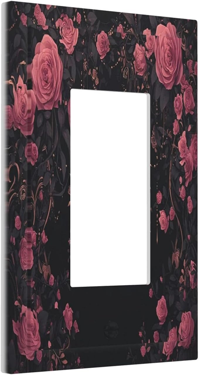 Decorative Outlet Covers Dark Background Red Rose Leaf 1 Gang Single Rocker - Image 2