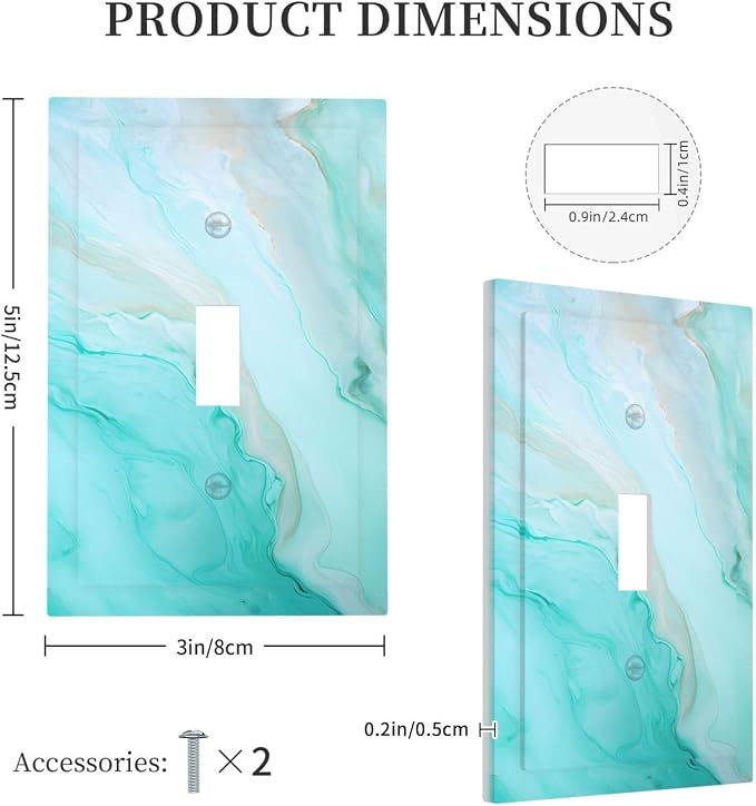 Teal Gold Marbling Turquoise Print Decorative Light Switch Cover 1 Gang Single - Image 5