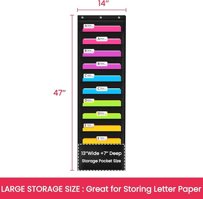 Godery Premium Hanging File Folder Organizer, 10 Pockets, & 3 Hangers Cascading - Image 6