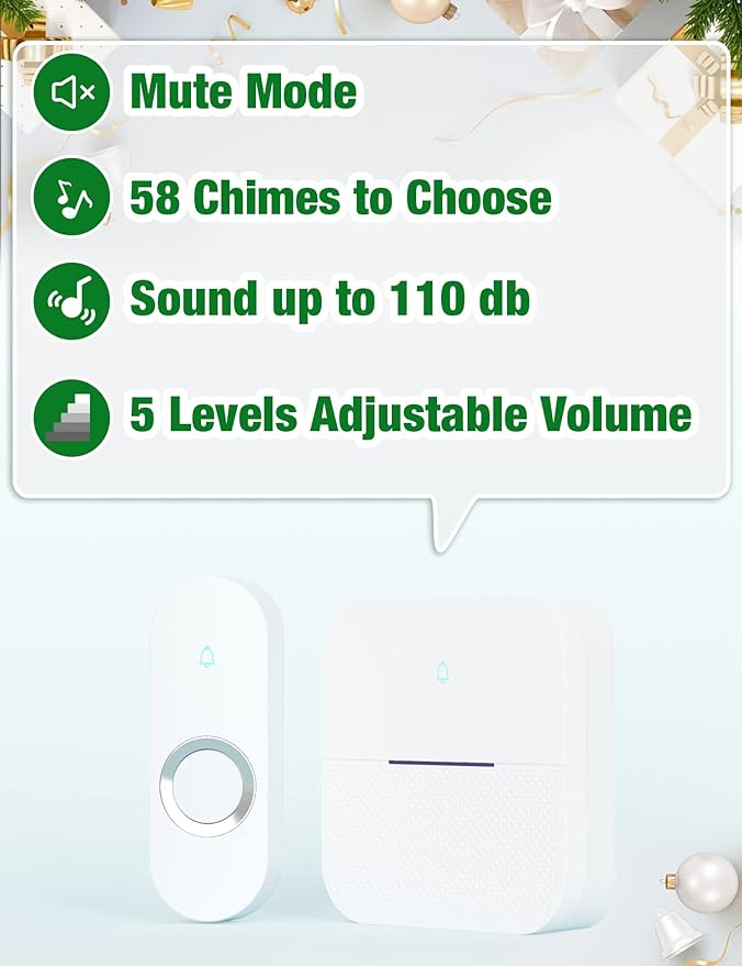 AIDA Lighted Wireless Doorbell for Home, Waterproof Battery Doorbell 1 - Image 3