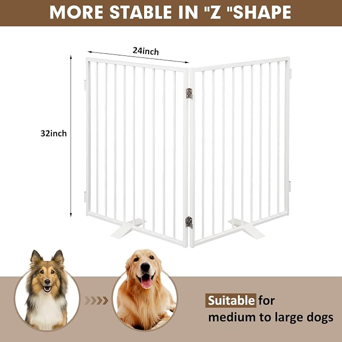 Metal Freestanding Dog Gates, Extra Wide 24", Heavy Duty Freestanding Pet - Image 4