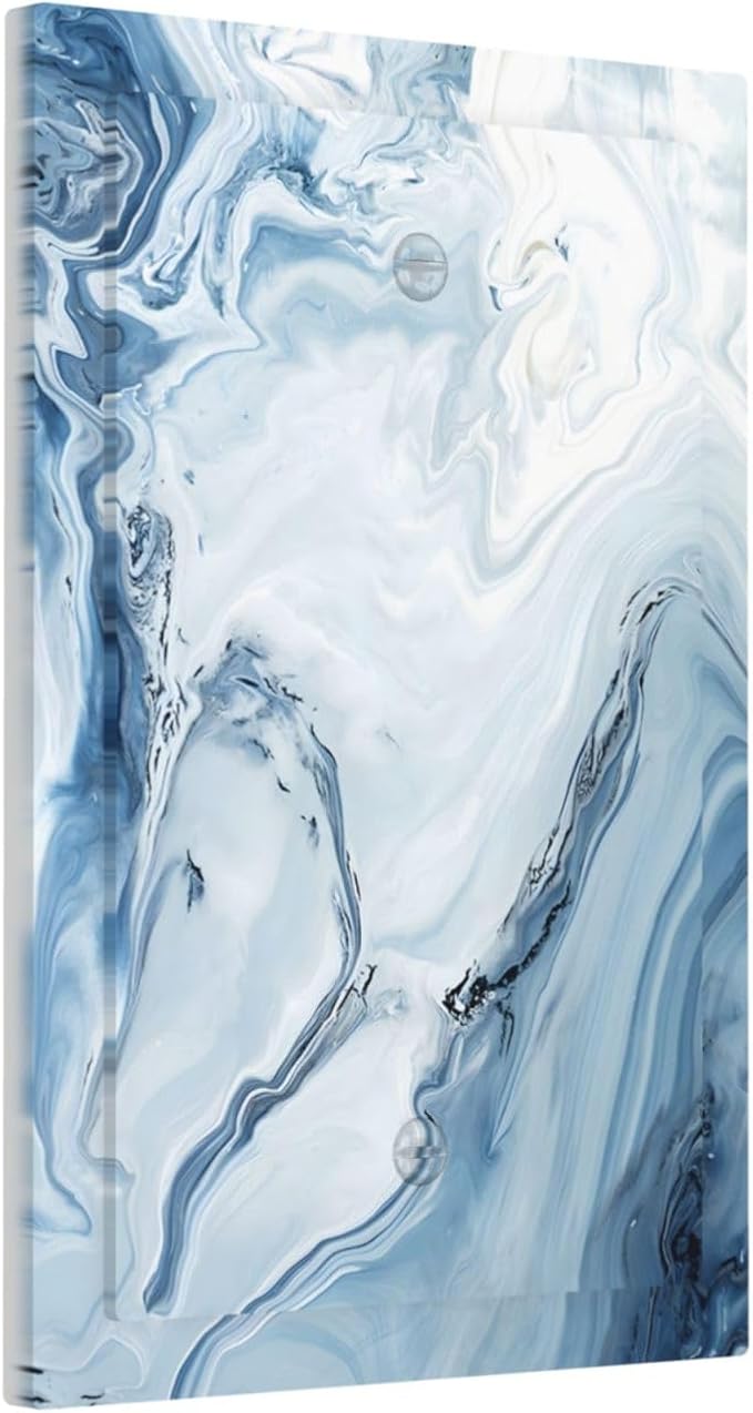 Light Blue Marble Texture Abstract Print Light Switch Cover Plate 1 Gang No - Image 2
