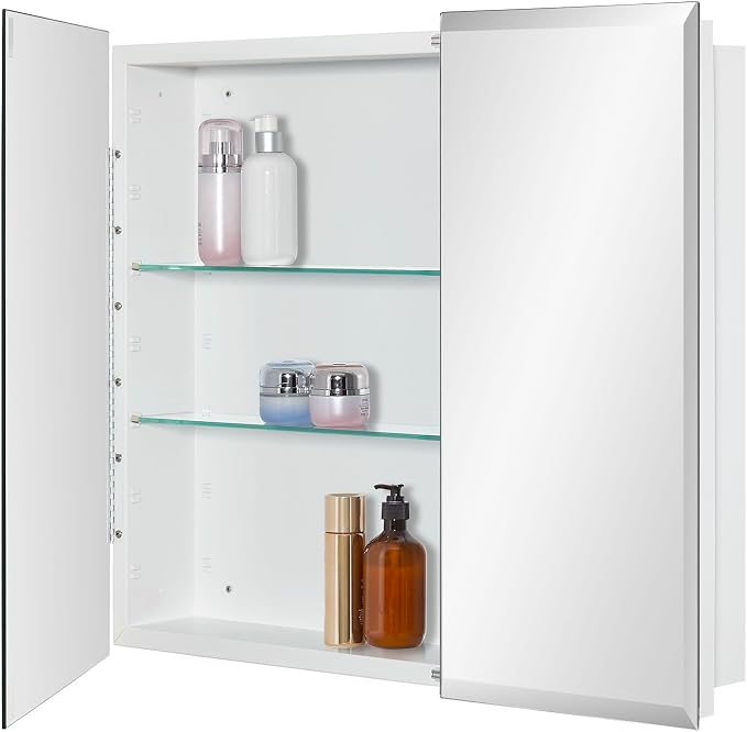 Bathroom Medicine Cabinet with Beveled Edge Mirrored Door 30 x 26 inch by MedicineCabinetsMirrors