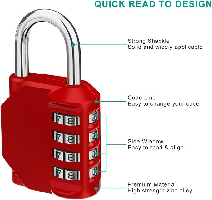 ZHEGE Combination Padlock 2 Pack, 4 Digit Lock - Image 3