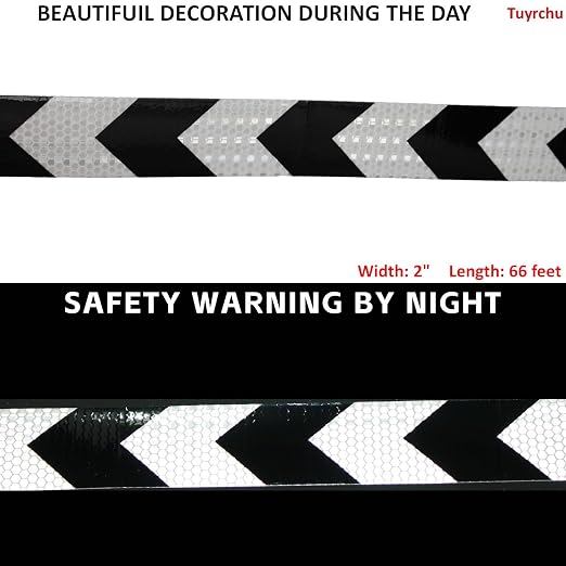 Black White Reflective Tape 2 inch X 66 feet, Outdoor Waterproof Hazard - Image 3