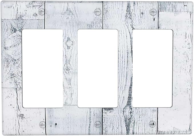 Light Switch Covers Vintage Grey White Wood Grain 3 Gang Rocker Electrical GFCI by LightSwitchCover