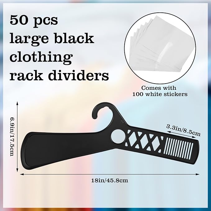 50 Pcs Large Closet Dividers and 100 Pcs White Blank Cards 18 Inch Clothing - Image 2