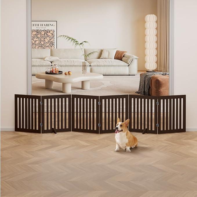 unipaws 120" Extra Wide Pet Gate, Free Standing Dog Gate - Image 2