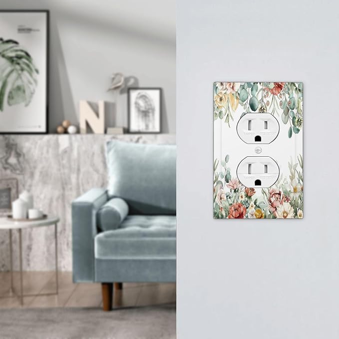 Outlet Covers Vintage Boho Floral Leaves Rustic Sage Botanical 1 Gang Duplex - Image 7