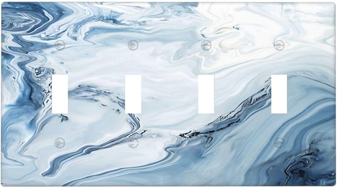 Light Blue Marble Texture Abstract Print Light Switch Covers Quad Toggle by Unknown