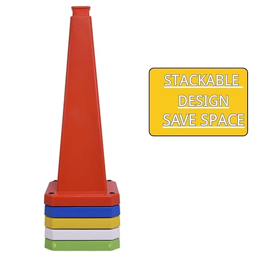 BESEA 6 Pack 28" Bright Yellow Traffic Safety Cones - Image 7