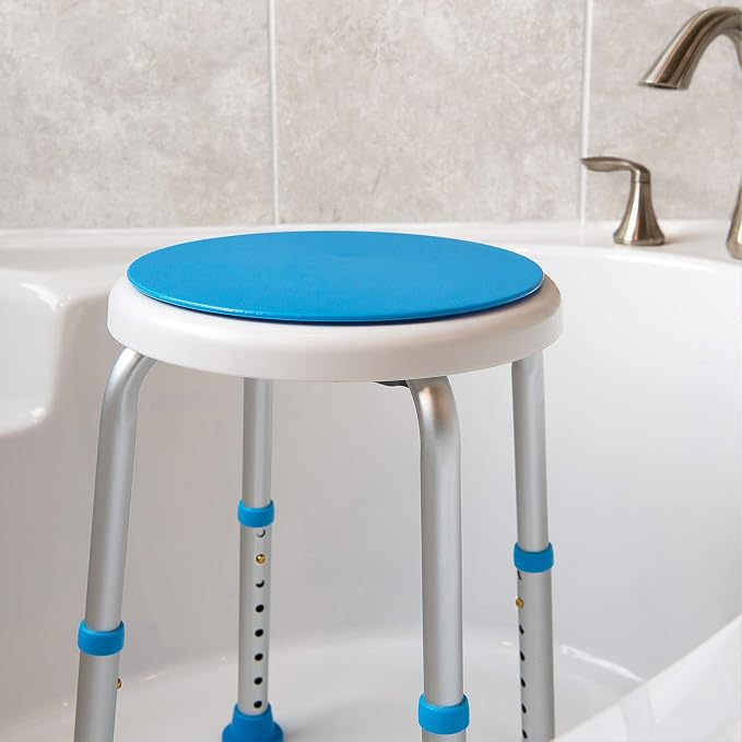 Vaunn Medical Tool-Free Assembly Adjustable Swivel Shower Stool Seat Bench - Image 2