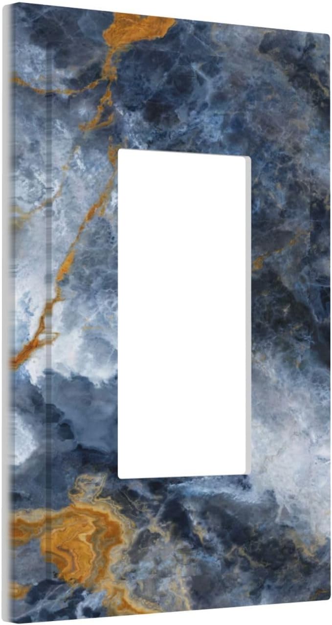 Decorative Outlet Covers Gold Dark Blue Gilt Haze Marble 1 Gang Rocker Light - Image 2