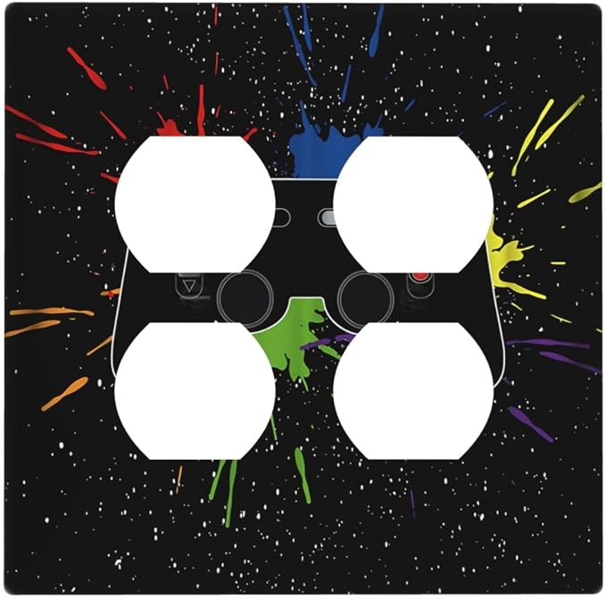 Classic Videogames Controller Black Splash Ink Colorful Outlet Covers 2 Gang by Unknown