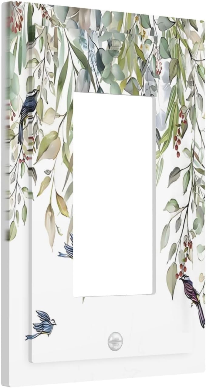 Green Leaf Eucalyptus Leaves Floral Bird Butterfly Decorative Outlet Covers 1 - Image 2