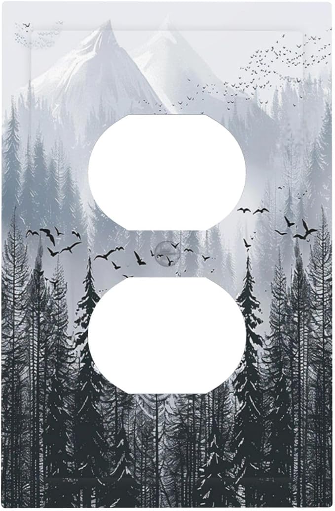 Misty Forest Nature Tree Mountain Birds Outlet Covers 1 Gang Duplex Light by Unknown