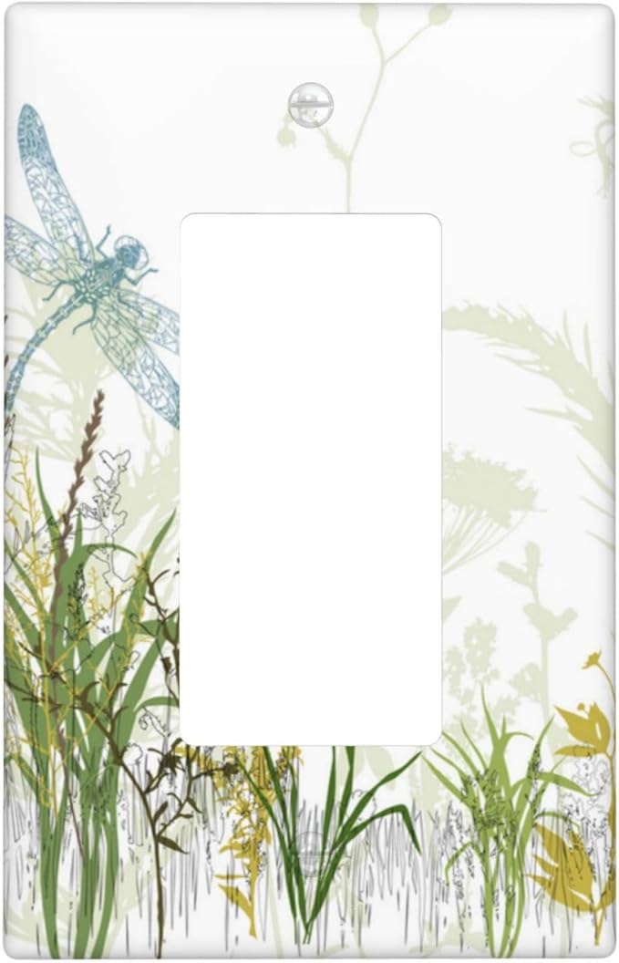 Wild Flower Dragonfly 1 Gang Single Rocker Light Switch Cover Plates Decorative by OHZOLLAN