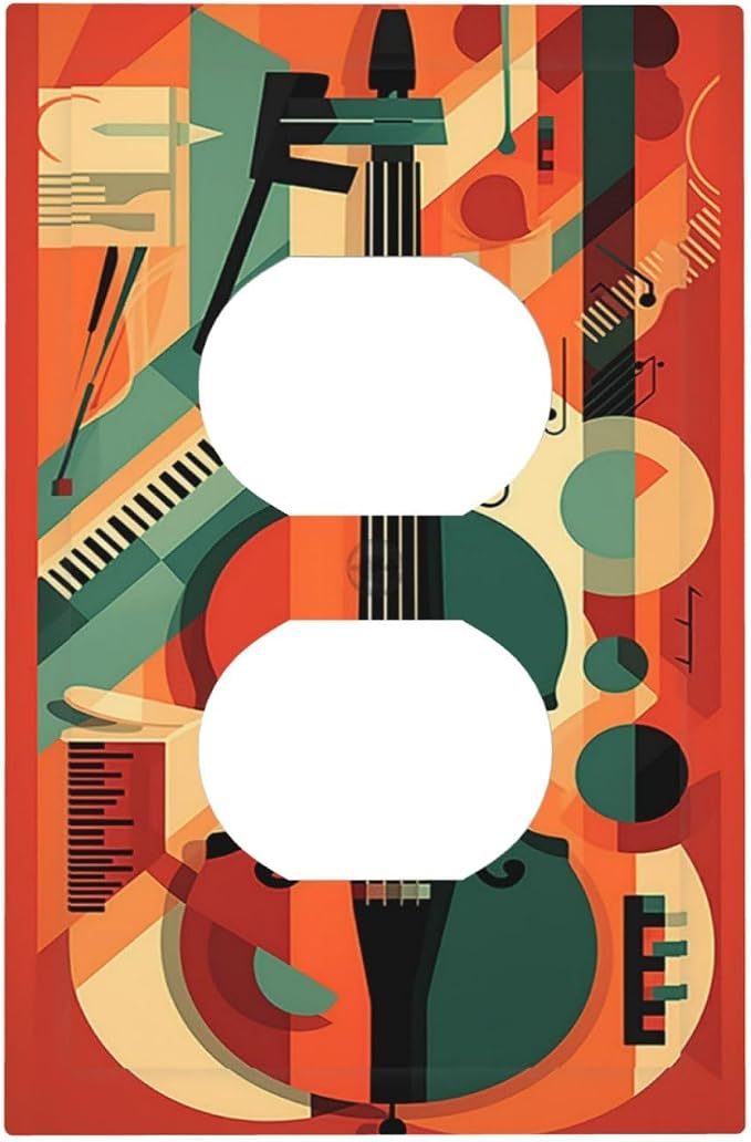 Outlet Covers Violin Abstract Jazz Colorful Painting 1 Gang Duplex Wall Plate by LightSwitchCover
