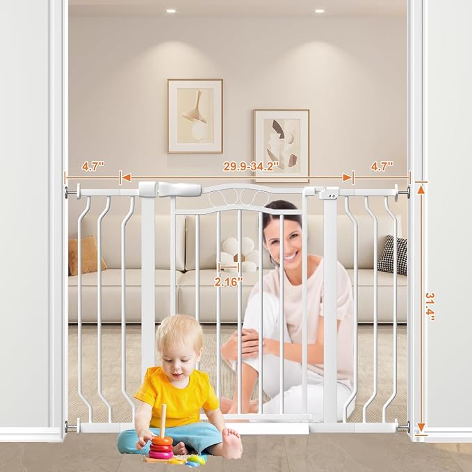 29.5-43.7" Wide Baby Gate for Stairs No Drilling, Press Mounted Dog Gate Indoor - Image 7