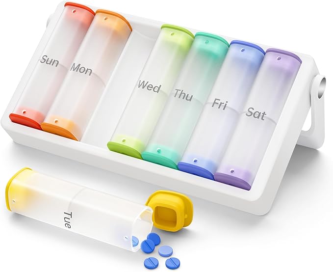 Weekly Pill Organizer 2 Times a Day, KOVIUU Large Travel Pill Box 7 Day by KOVIUU