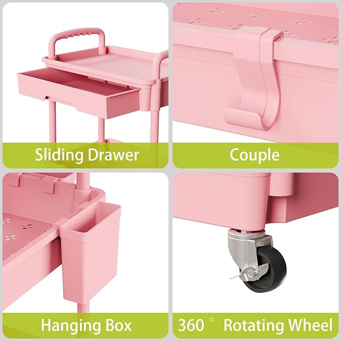 3 Tier Rolling Cart Organizer, Laundry Room Bathroom Organizers and Storage - Image 4