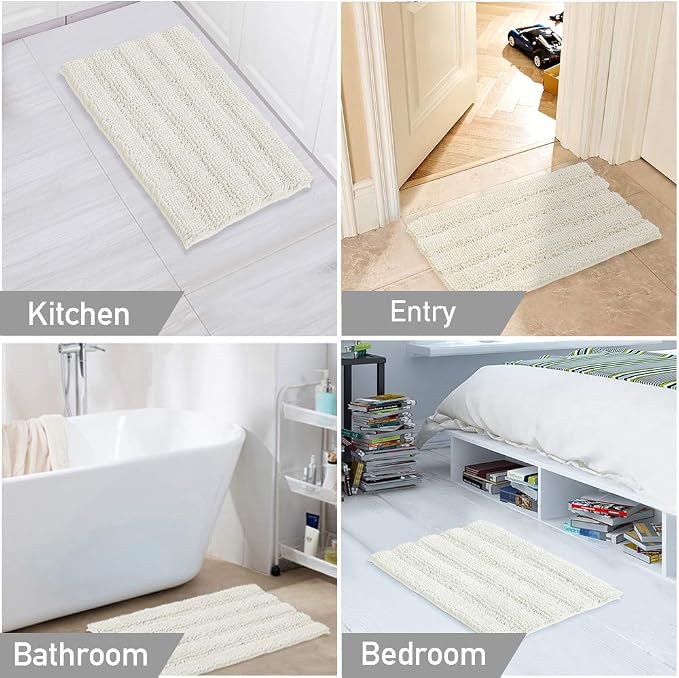Turquoize Chenille Bathroom Rugs Set Non-Slip Bath Mats - Image 6