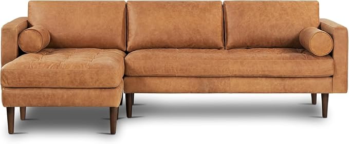 POLY & BARK Napa 104.5" Left-Facing Sectional Sofa – Cognac Tan Full-Grain by POLYBARK