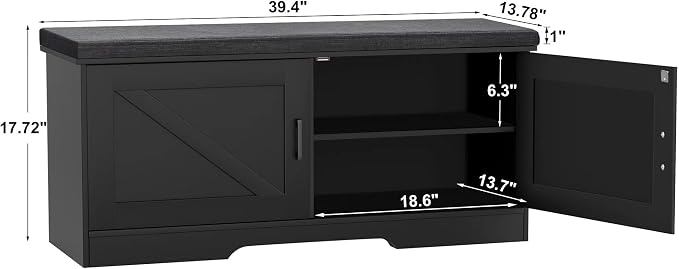 2-Tier Storage Bench, 39.4" Wide Shoe Bench - Image 3