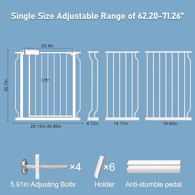 ALLAIBB Extra Wide Pressure Mount Baby Gate Auto Close White Metal Child Dog - Image 4