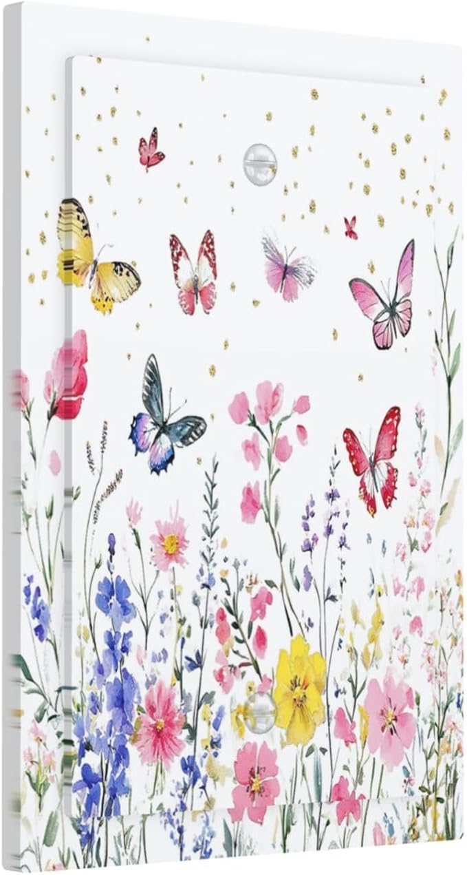 Light Switch Cover Plate Watercolor Floral Butterfly Colorful Wildflower 1 Gang - Image 2