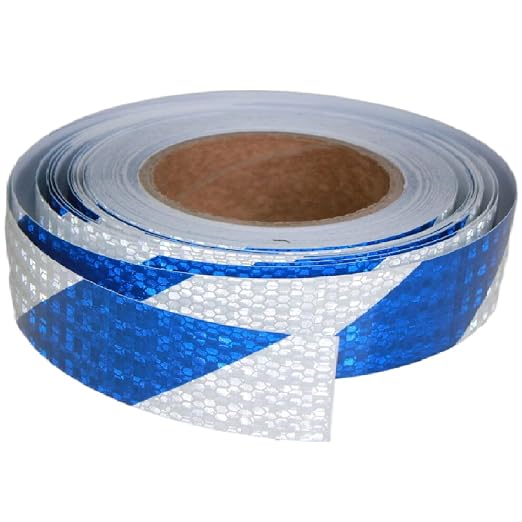 Blue and White Reflective Tape Outdoor Waterproof 1 inch X 66 feet, High by tuyrchu