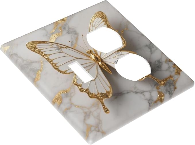 Gold Marble Shine Butterfly Abstract Modern Print Wallplates 1 Toggle 1 Duplex - Image 3