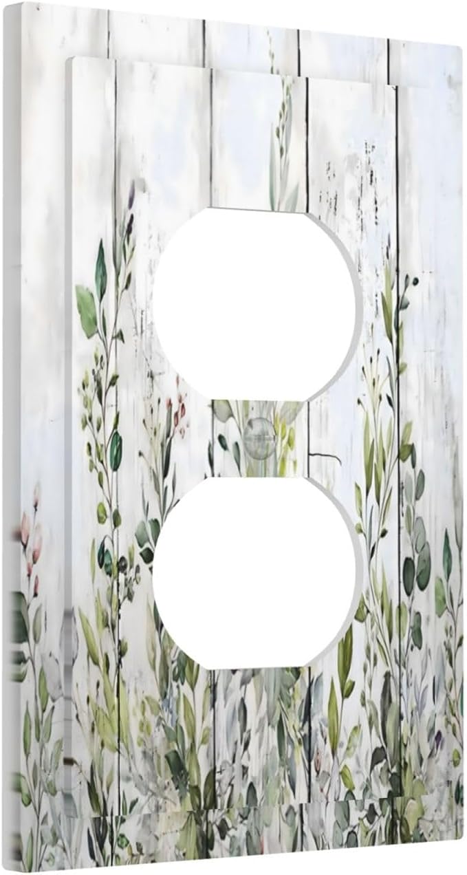 Sage Green Eucalyptus Rustic Country Botanical Leaf Flower Outlet Covers 1 Gang - Image 2